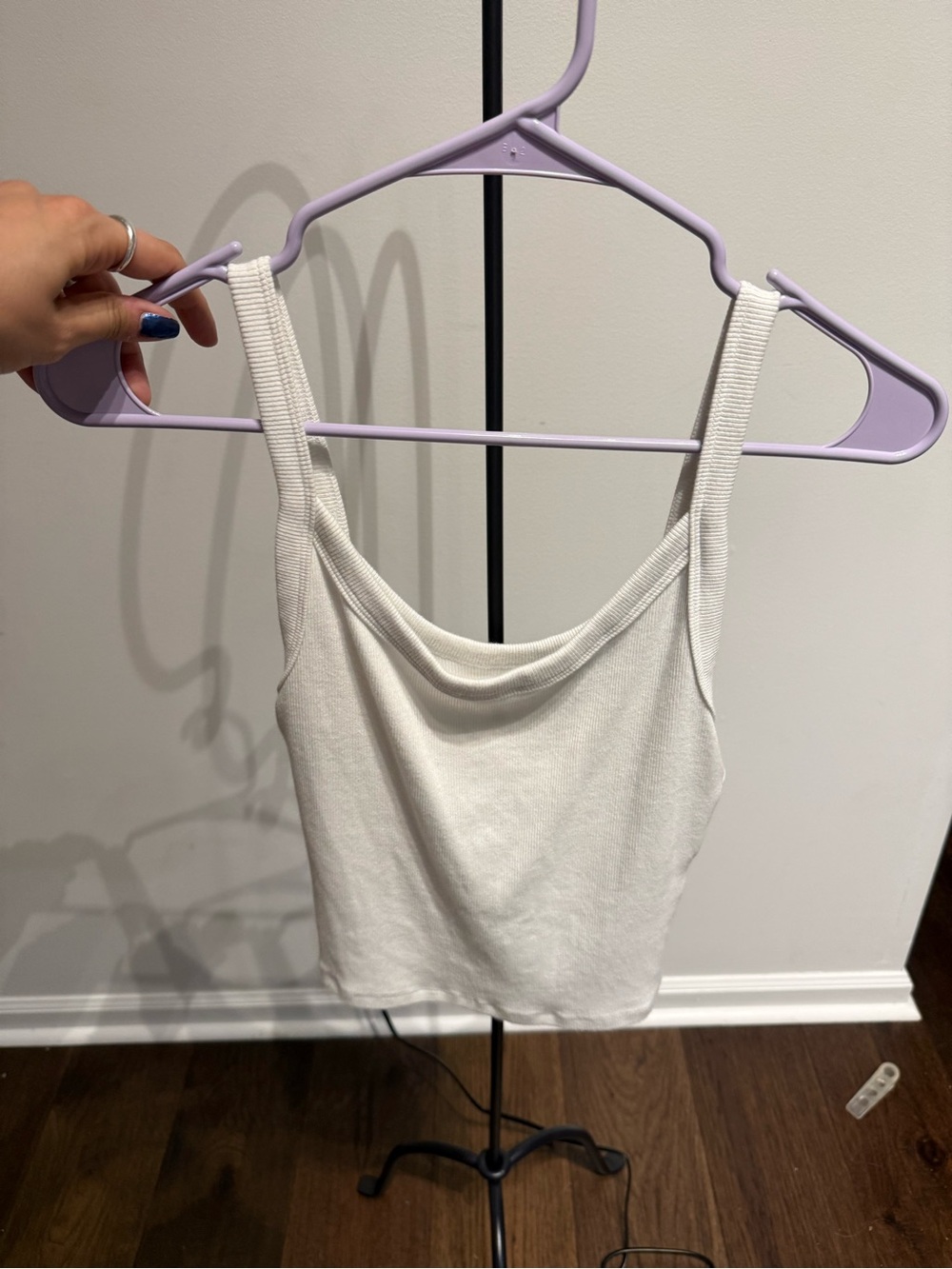 Abercrombie & Fitch White Ribbed Tank - Square Neck Sleeveless